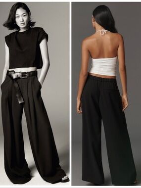 Anthropologie The Avery Pleated Wide Leg Trousers By Maeve Size 12